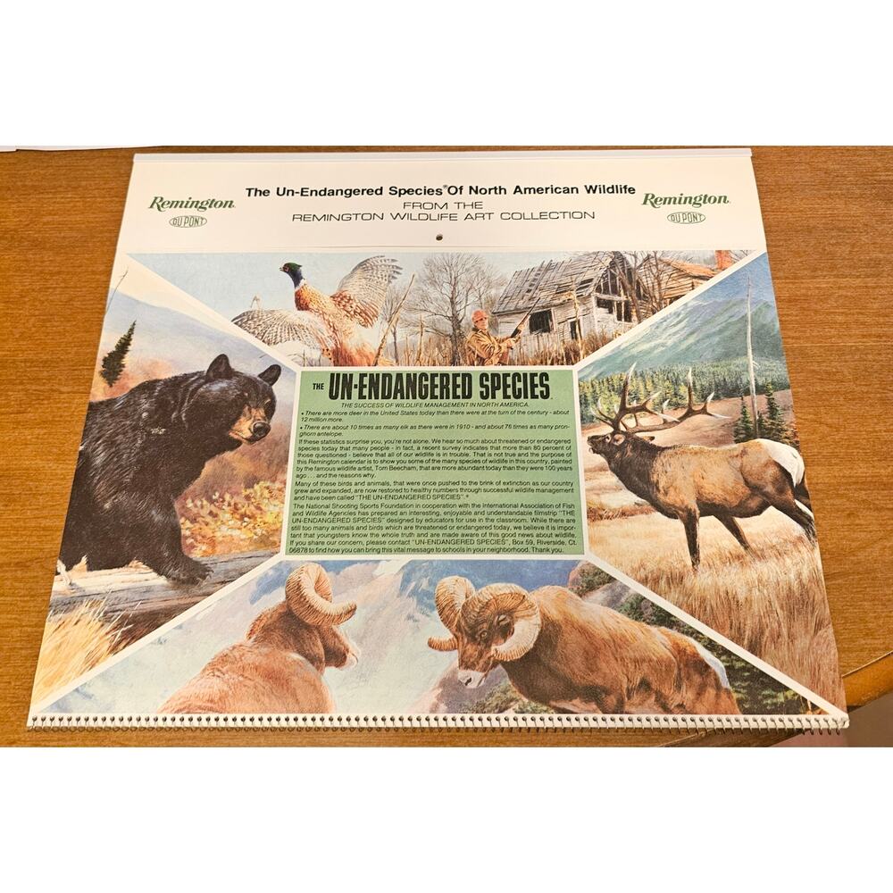 Vintage 1985 Remington DuPont Calendar Wildlife and Hunting Memorabilia
